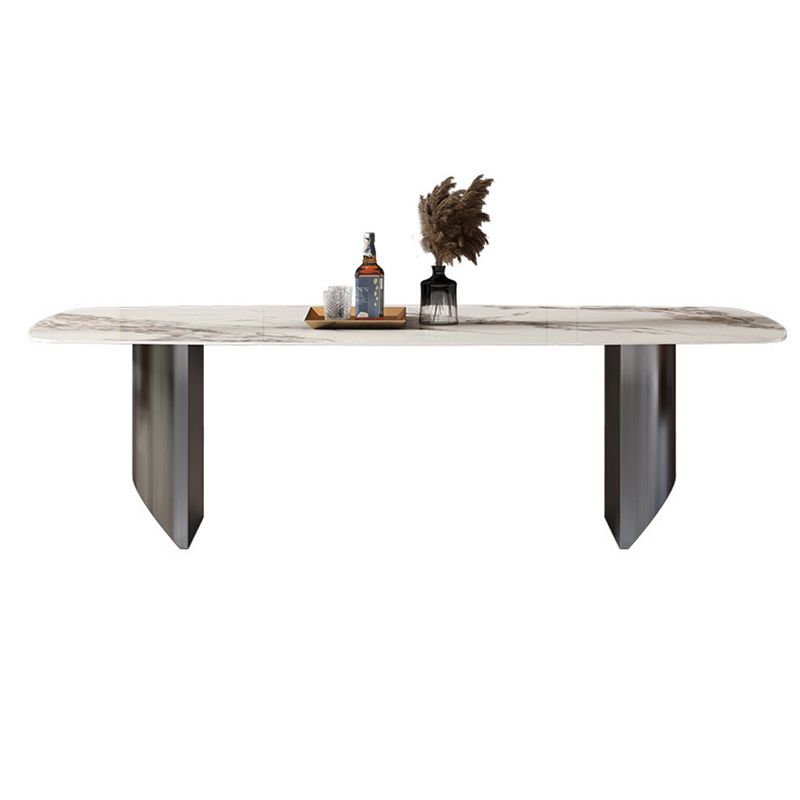 Eigentijdse stijl 1/3/4/6/7/8 stukken eetstoelen voor rechthoekige stenen meubels in grijs