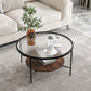Glass Top 4 Legs Coffee Table Modern Round Cocktail Table in Black/Gold Clearhalo 'Coffee & Accent Tables' 'Coffee Tables' 'coffee_tables' 'furn' 'furn_coffee_tables' 'Furniture' 'Living Room Furniture' 1200x1200_69d54852-4ed9-4493-a169-9dbaa1300e5e