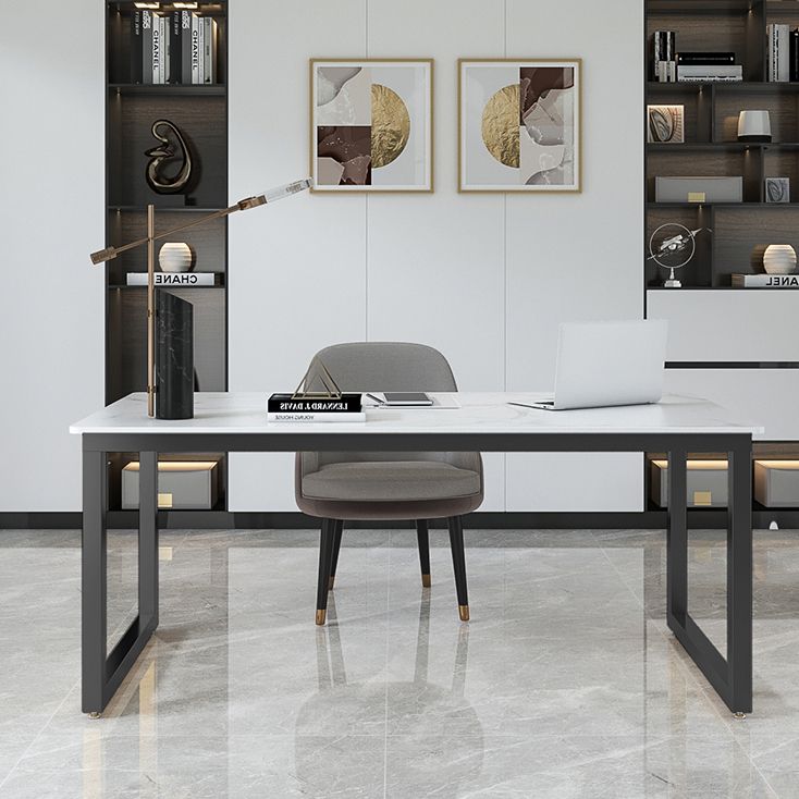 Modern Rectangular Writing Desk Sintered Stone Office Desk for Home Clearhalo 'furn' 'furn_office_desk' 'Furniture' 'Office Desks' 'Office Furniture' 'office_desk' 1200x1200_69d6388f-71de-437c-b1b4-ea61a04ec786