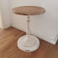 Rustic Wooden Round Top Side Table Metal Pedestal End Table - Distressed Surface Treatment