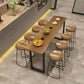 Ensemble de Table de bar rectangulaire de luxe en bois massif, 1/9 pièces, Table de comptoir avec tabourets sans dossier
