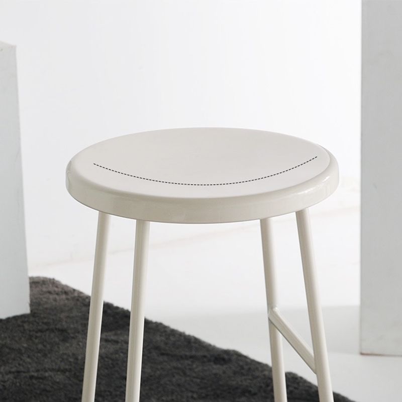 Modern Armless Backless Counter Stool Iron Bar Stool with Seat and Pedal for Cafe