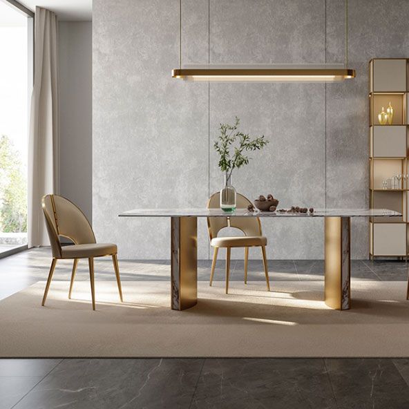 Silla de comedor lateral de cuero sinté de faux contemporáneo interiores