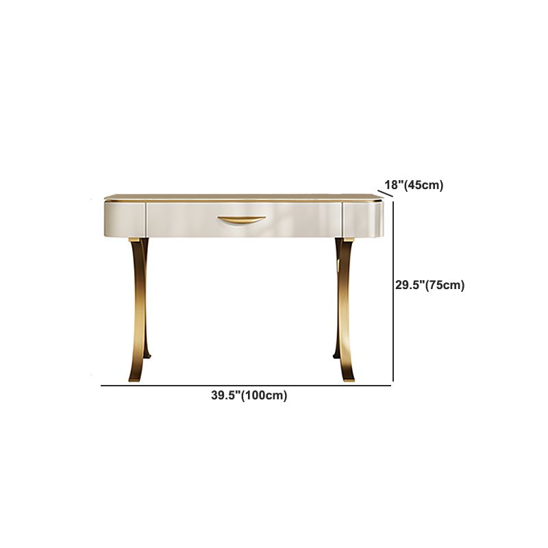 Glam Massivholz Waschtisch und Stuhl -Set -Schiefer -Top -Make -up -Zähler