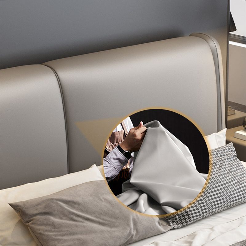 Letto da letto in legno contemporaneo Grigio scuro Volina in pelle Standard