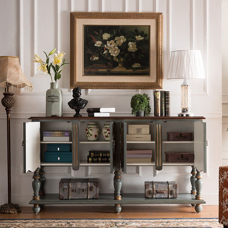 Industrial 4-Door Cabinet, 39" Tall Wood Rectangle Accent Chest, Distressed Wood Clearhalo 'Cabinets & Chests' 'cabinets_chests' 'furn' 'furn_cabinets_chests' 'Furniture' 'Living Room Furniture' 1200x1200_69dc8099-246c-4937-9e6b-1d8ecc672d59