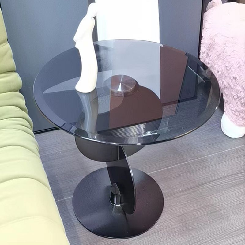 Contemporary Glass Round Top Side Table Metal Pedestal End Table Clearhalo 'Coffee & Accent Tables' 'End & Side Tables' 'end_side_tables' 'furn' 'furn_end_side_tables' 'Furniture' 'Living Room Furniture' 1200x1200_69deb1e8-fdfb-440c-b4d0-c55db3076bfc