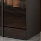 Brown Cabinet with Glass Doors Modern Hinged Door Wardrobe for Home