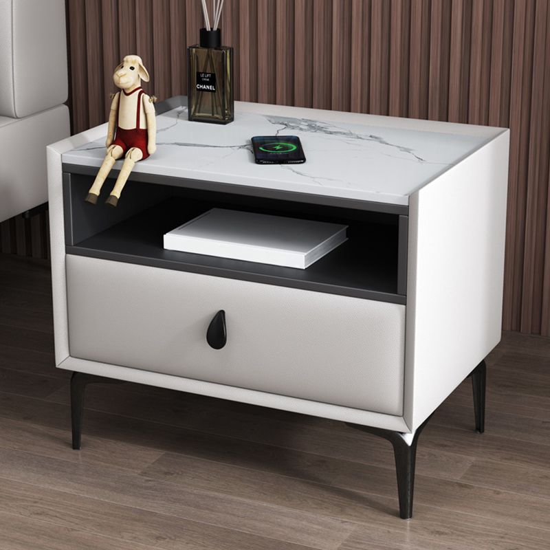 Stand de nuit en pierre / bois 19,69 "Tall Modern 1 - Tirer-Diroir