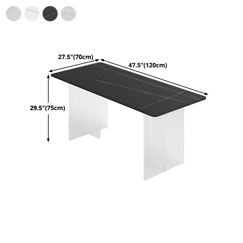 Sintered Stone Dining Table Rectangle Modern Dining Table with Acrylic Base Clearhalo ' dining_table' 'Dining Tables & Seating' 'Dining Tables' 'furn' 'furn_dining_table' 'Furniture' 'furniture_dining_table' 'Kitchen & Dining Furniture' 'kitchen&dining_furn' 'kitchen' 'kitchen_dining_table' 1200x1200_69e3506a-a51f-4e8e-baea-948d6bce526f