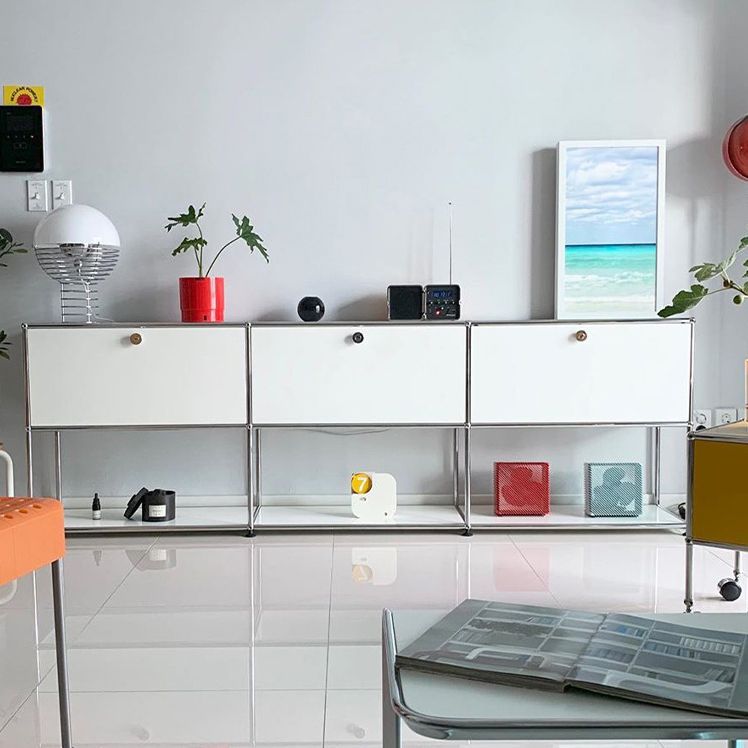 Stainless Steel Sideboard Contemporary White Dining Sideboard for Living Room Clearhalo 'buffet_sideboard' 'Buffets & Sideboards' 'furn' 'furn_buffet_sideboard' 'Furniture' 'Kitchen & Dining Furniture' 1200x1200_69e3766a-e9ab-466c-903a-291f93e61f31