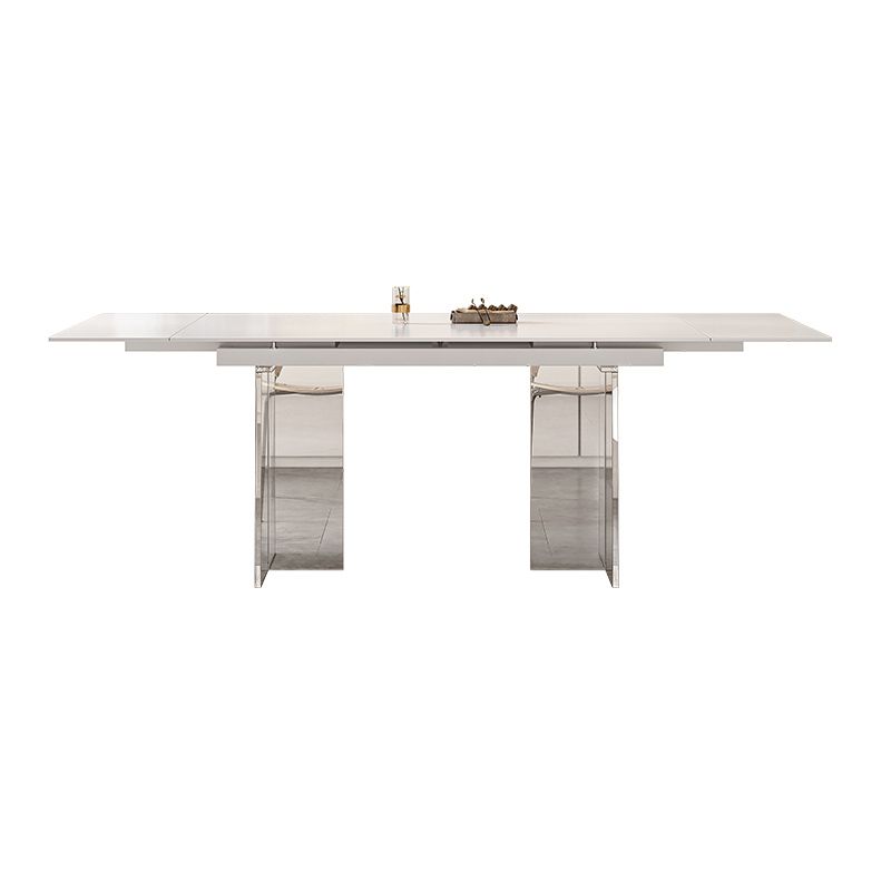 Extendable Dining Table Set 1/4/5/7 Pieces with Acrylic Base Kitchen Furniture Set Clearhalo 'Dining Room Sets' 'Dining Tables & Seating' 'dining_room_set' 'furn' 'furn_dining_room_set' 'Furniture' 'Kitchen & Dining Furniture' 1200x1200_69e3a0f0-bce9-4dca-a4fc-872681f8b4f1