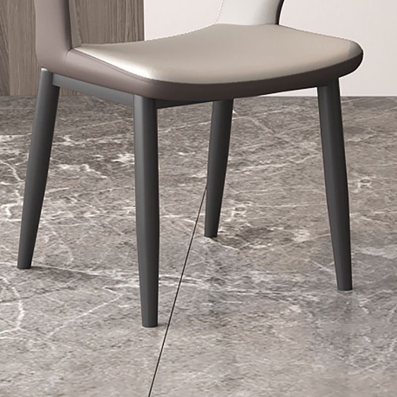 Modern Faux Leather Dining Side Chairs Open Back Dining Arm Chair for Dining Room