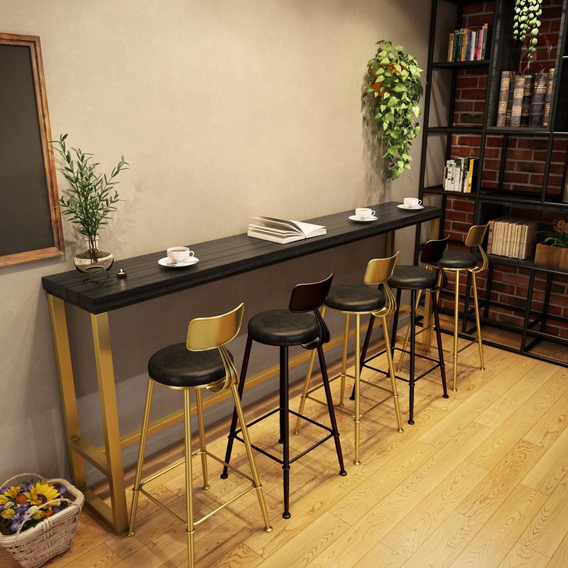 Black Glam Style Bar Table in Metal and Wood Milk Tea Shop Bar Table Clearhalo 'Bar Furniture' 'Bar Tables' 'bar_tables' 'furn' 'furn_bar_tables' 'Furniture' 'furniture_bar_tables' 'Kitchen & Dining Furniture' 1200x1200_69e53a4b-c6c0-4faa-8eea-06b9e8ee07c2