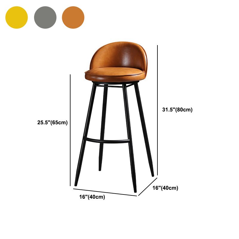 Taburete de bar industrial de piel sintética para interiores con patas de metal