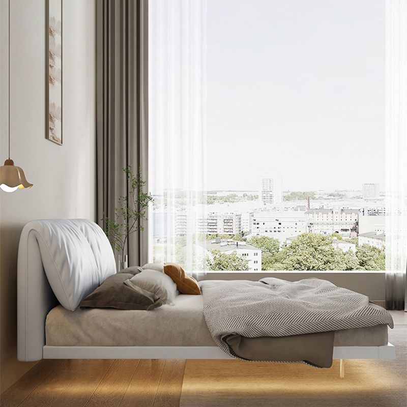 Glam Wood and Upholstered Headboard Bed Steel Frame Standard Bed Clearhalo 'Bedroom Furniture' 'Beds' 'furn' 'furn_beds' 'Furniture' 1200x1200_69e5d41f-1f39-4b6c-bbfb-1bea9f737a5c