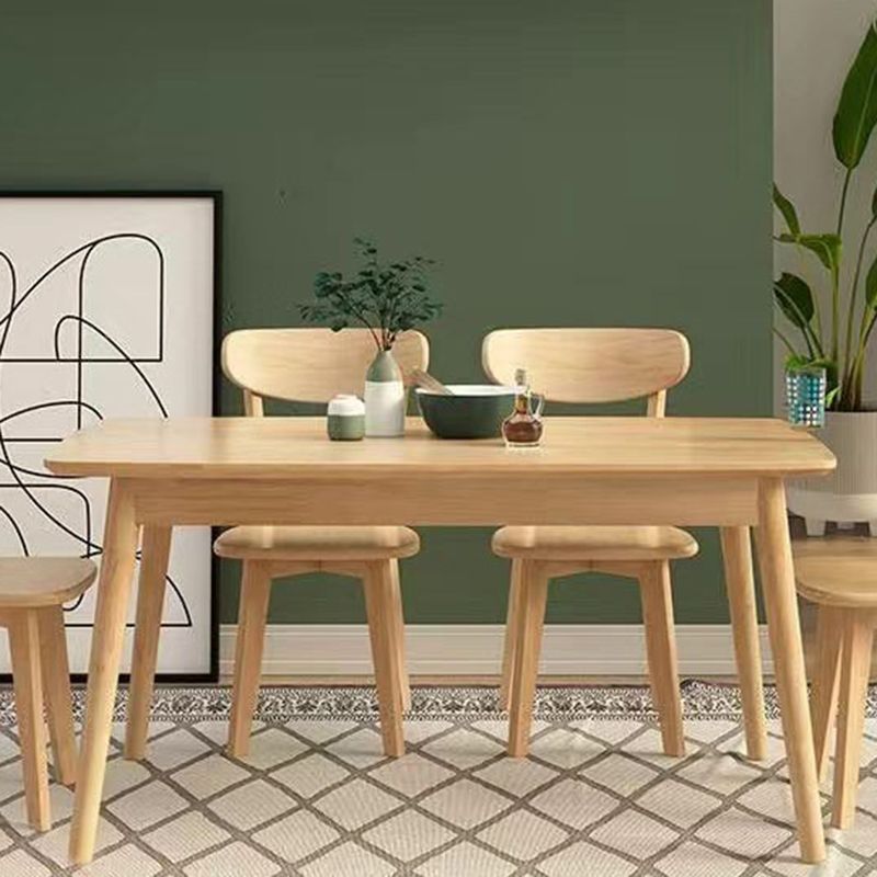 Modern Rubberwood Solid Wood Dining Table Brown Rectangle Table with 4 Legs for Home Clearhalo ' dining_table' 'Dining Tables & Seating' 'Dining Tables' 'furn' 'furn_dining_table' 'Furniture' 'furniture_dining_table' 'Kitchen & Dining Furniture' 'kitchen&dining_furn' 'kitchen' 'kitchen_dining_table' 1200x1200_69e71e9c-695a-4374-a361-6c2da7f7b8b7