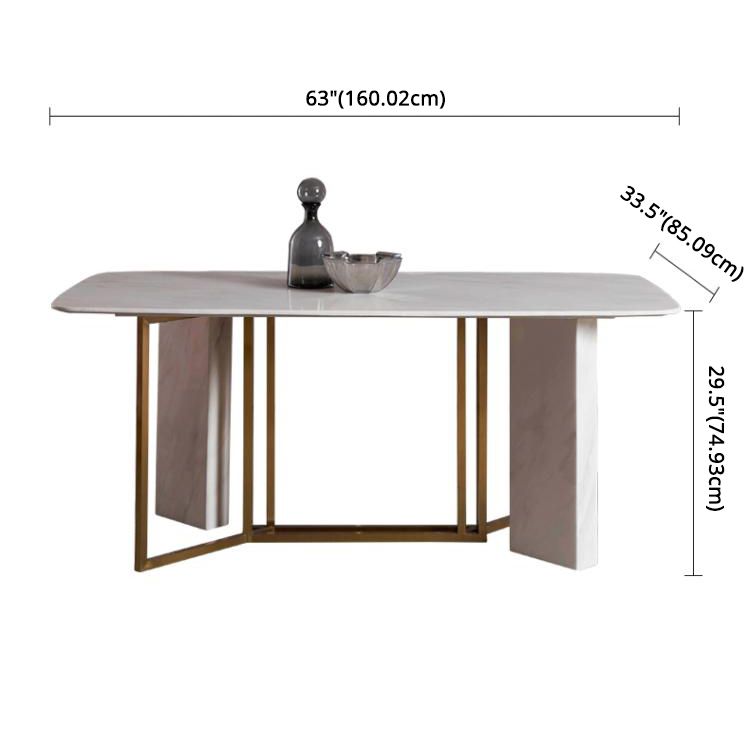 Glam Style Sintered Stone Dining Table with White Rectangle Shape Table for Home Use Clearhalo 'Dining Room Sets' 'Dining Tables & Seating' 'dining_room_set' 'furn' 'furn_dining_room_set' 'Furniture' 'furniture_dining_room_set' 'Kitchen & Dining Furniture' 'kitchen&dining_furn' 'kitchen' 1200x1200_69e7c038-77c1-43dd-b1ea-66ede45b9466