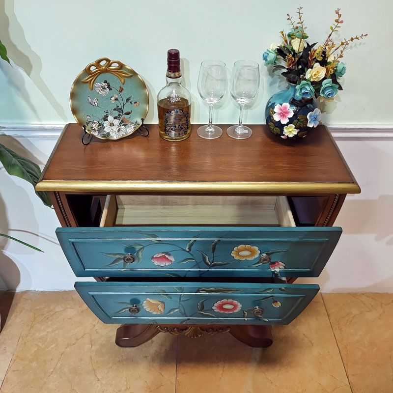 Amerikaanse traditionele dressoir vaste houten opbergkist met 3 laden