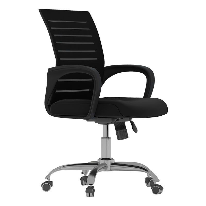 Black Mid Back Office Chair Black Cushion Arm Included Chair Clearhalo 'furn' 'furn_office_chair' 'Furniture' 'Office Chairs' 'Office Furniture' 'office_chair' 1200x1200_69ea2cd7-9031-4153-ba0a-ad71c3acc8a8