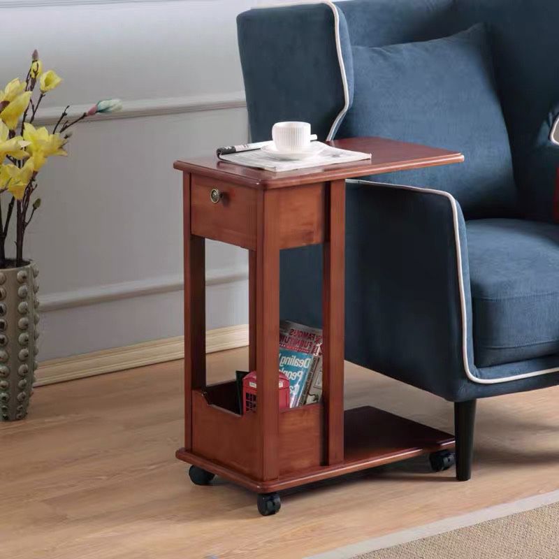 Modern massief hout schrijfbureau rechthoekige kantoorbureau met caster wielen