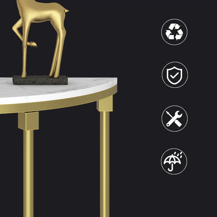 Glam Marble Accent Table Half Moon Sofa Console Table for Hall