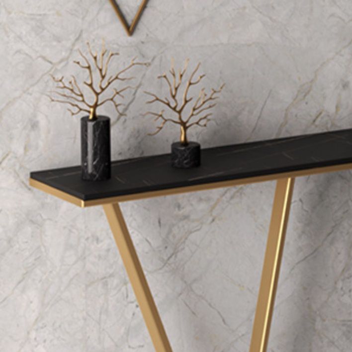 Glam Scratch Resistant Console Table Stain Resistant Stone Console Sofa Table for Hall Clearhalo 'Console Tables' 'console_tables' 'Entry & Mudroom Furniture' 'furn' 'furn_console_tables' 'Furniture' 1200x1200_69ecb65d-e6d9-4900-82a3-da3bfb89154b