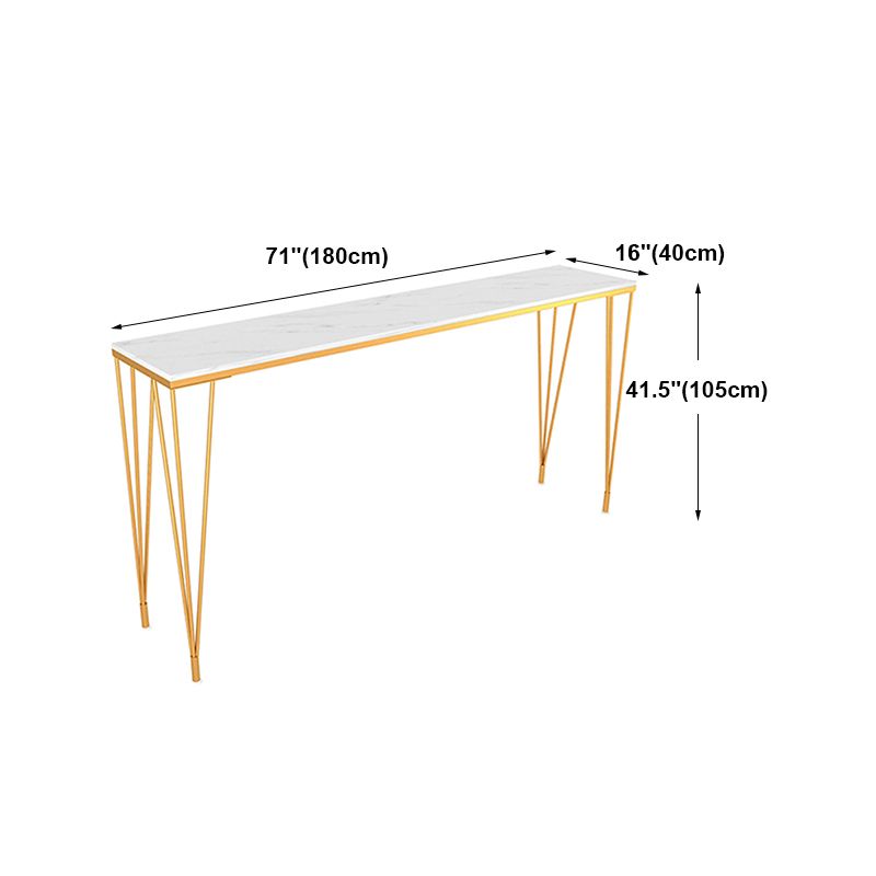 Glam Style White Bar Table in Faux Marble and Metal Bar Table for Restaurant Clearhalo 'Bar Furniture' 'Bar Tables' 'bar_tables' 'furn' 'furn_bar_tables' 'Furniture' 'furniture_bar_tables' 'Kitchen & Dining Furniture' 1200x1200_69efabf8-49cd-4be9-8171-7d70422172e8