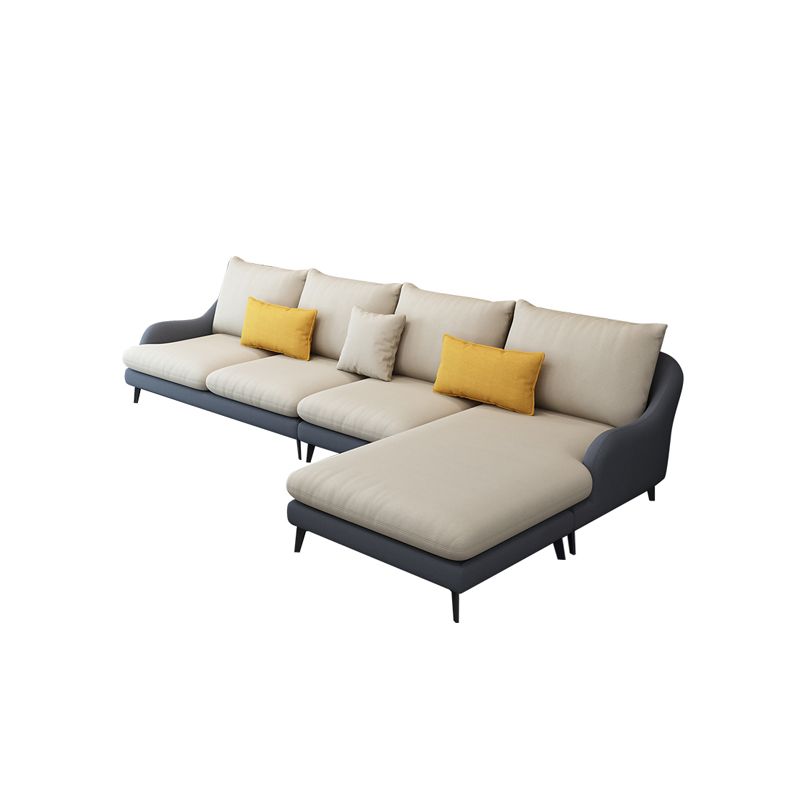 126.0"L √ó 66.9"W √ó 35.8"H Faux Leather Recessed Arm Sectional Slipcovered Sofa and Chaise Clearhalo 'furn' 'furn_sectionals' 'Furniture' 'furniture_sectionals' 'Living Room Furniture' 'Sectionals' 1200x1200_69efd10a-23d5-4a90-8d73-458a7aa896fa