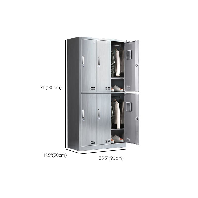 Steel Chrome Storage Cabinet Modern Cabinet with Hinged Doors Clearhalo 'Armoires & Wardrobes' 'armoires_wardrobes' 'Bedroom Furniture' 'furn' 'furn_armoires_wardrobes' 'Furniture' 1200x1200_69f07a5d-a0c3-4e14-9fa4-e4c285dad3a1