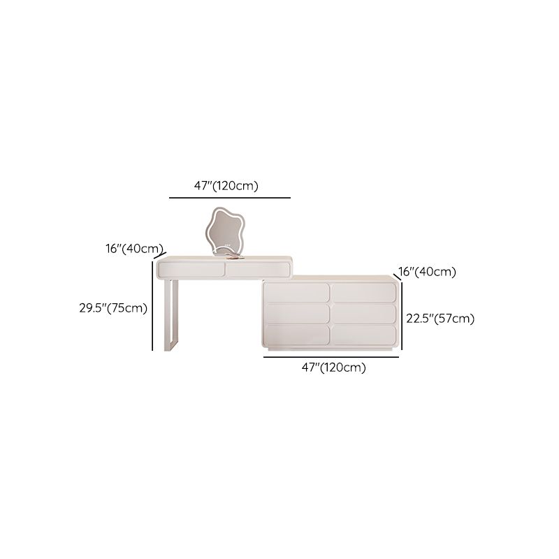 Moderne avec un tiroir en bois à chambre éclairée de maquillage miroir