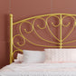 Modern Iron Open-Frame Bed with Arched Headboard and Metal Legs