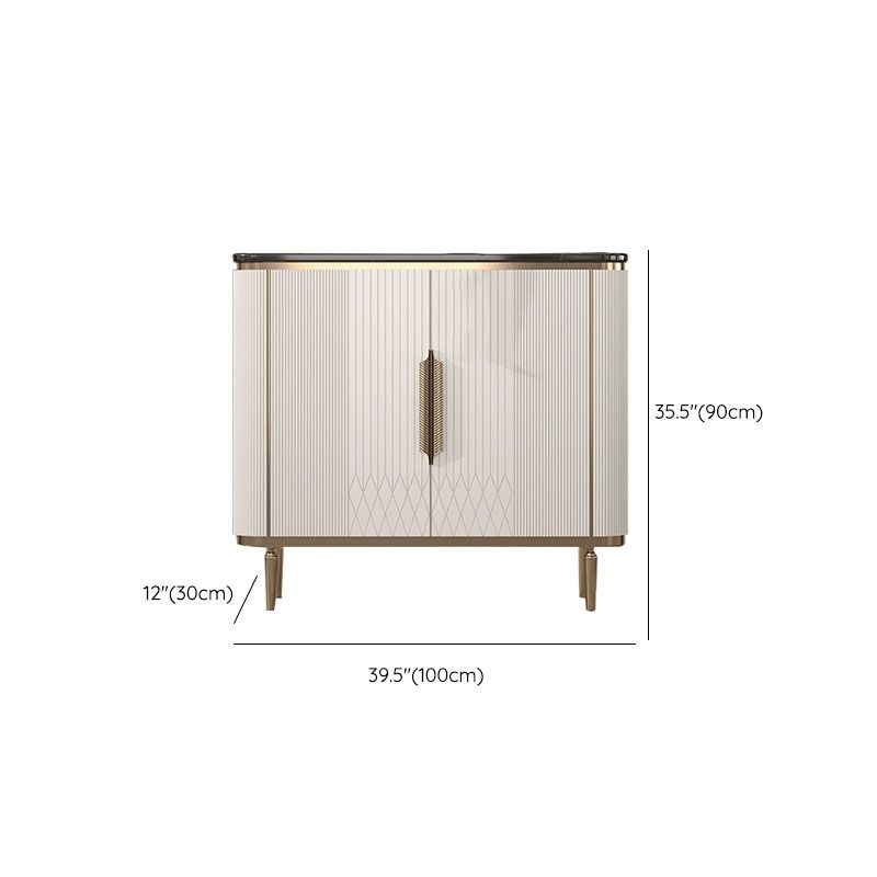 Gambe metalliche Sideboard bianca Tabella 35,4 "supporto a buffet alto con archiviazione