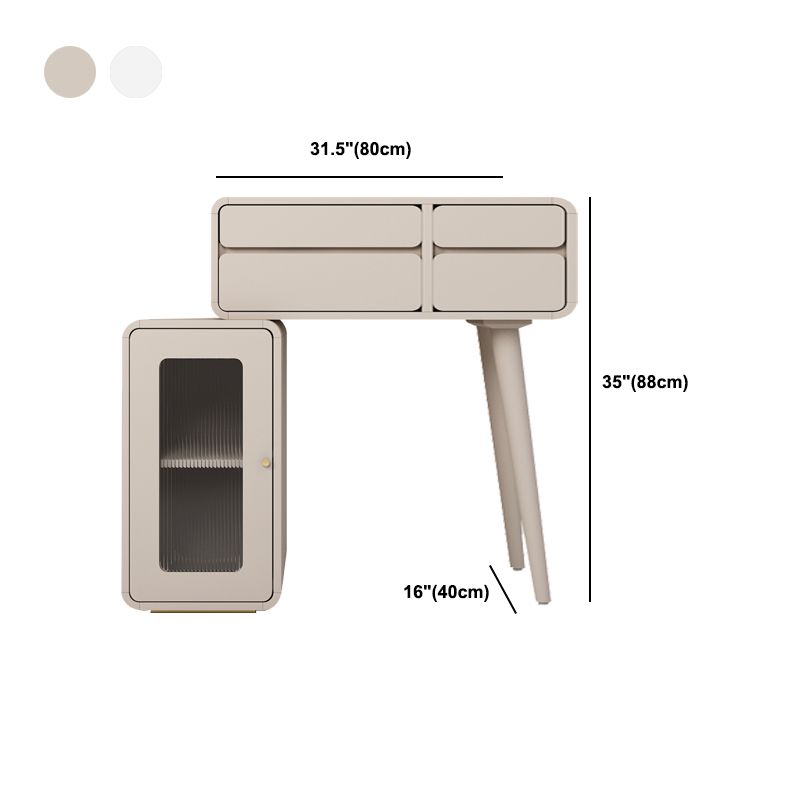 Engineered Wood Makeup Dressing Table Stool Set with 4 Drawers