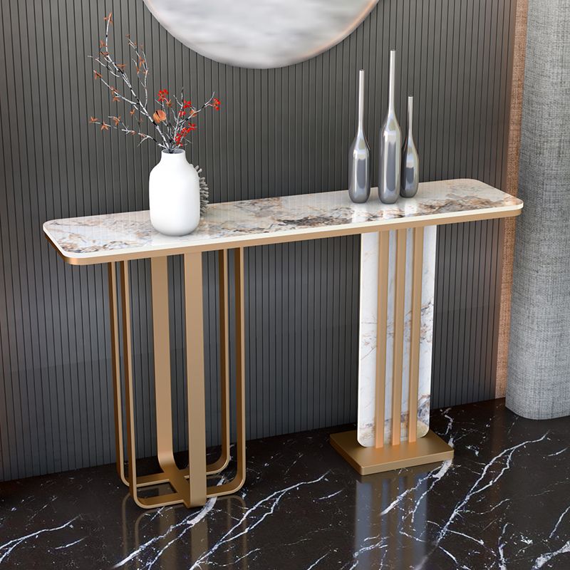 11 "w tavolo accento glam in pietra tavolo accento console rettangolo bianco