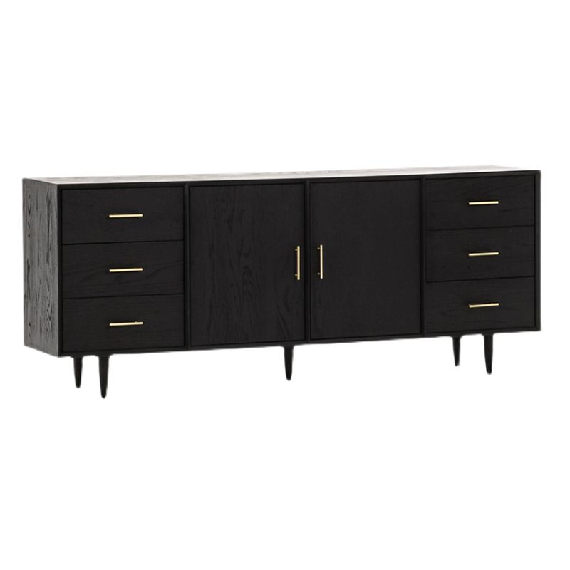 Black Buffet Server with Drawers Pine Solid Wood Dining Server Clearhalo 'buffet_sideboard' 'Buffets & Sideboards' 'furn' 'furn_buffet_sideboard' 'Furniture' 'Kitchen & Dining Furniture' 1200x1200_69f3fa56-1806-4ef9-be68-7da47a03efc0