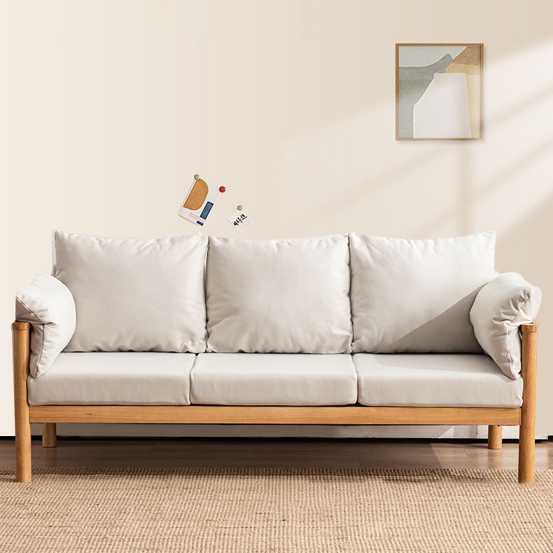 Contemporary Square Arm Sofa 33.46" High Faux Leather/Linen Sofa