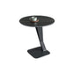 Pedestal Stone Coffee Table Round Single Cocktail Table in Black/White