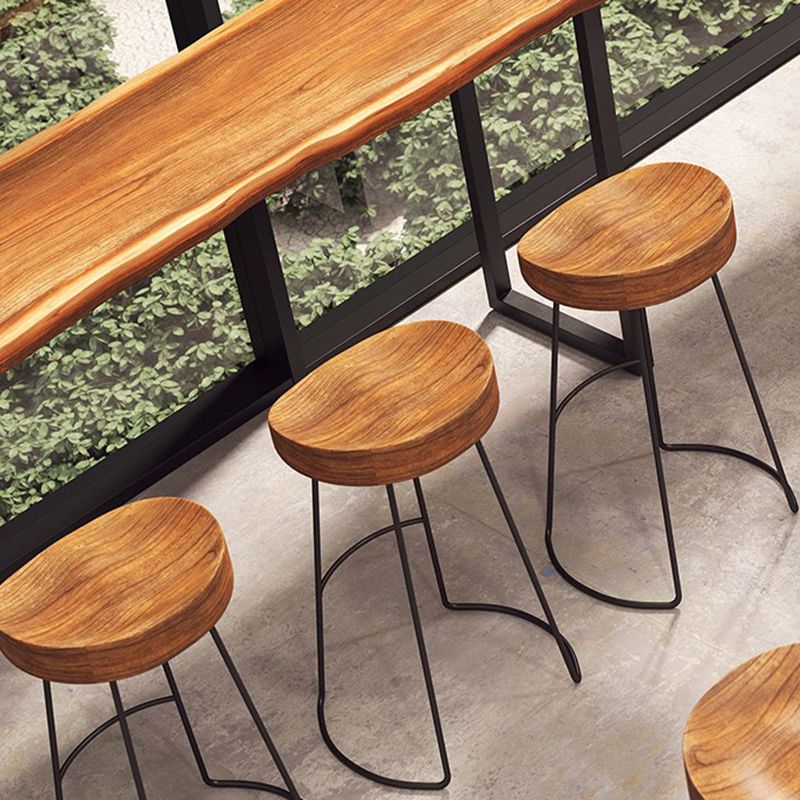 Modern Solid Wood Dining Stools Armless Bar Stools with Metal Base Clearhalo 'Bar Furniture' 'Bar Stools' 'bar_stools' 'furn' 'furn_bar_stools' 'Furniture' 'Kitchen & Dining Furniture' 1200x1200_69f9d834-e56b-41e5-b66a-a5a3f521a590