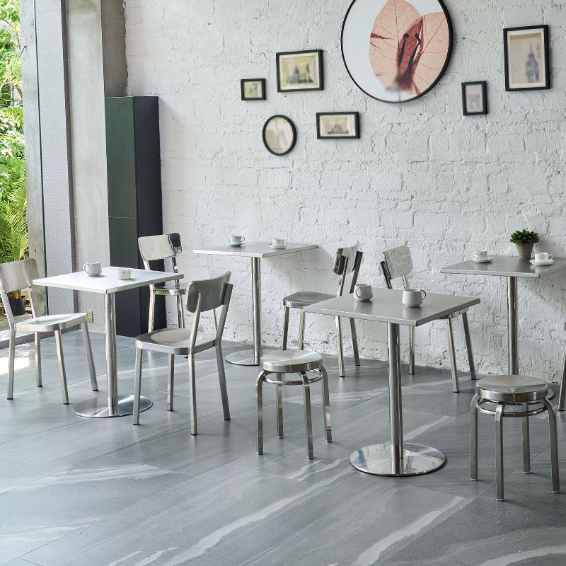 Industrial Style Stainless Steel Dining Table Square Table for Dinning Room Clearhalo ' dining_table' 'Dining Tables & Seating' 'Dining Tables' 'furn' 'furn_dining_table' 'Furniture' 'furniture_dining_table' 'Kitchen & Dining Furniture' 'kitchen&dining_furn' 'kitchen' 'kitchen_dining_table' 1200x1200_69fd34cd-2eb6-485c-9a88-7ab2f0ae2e0b