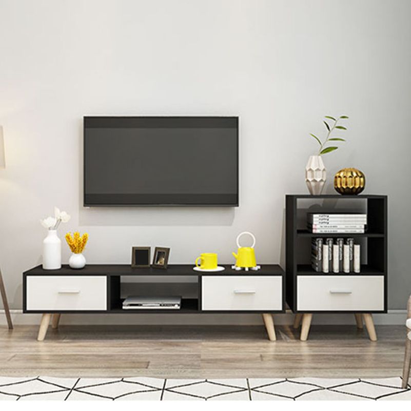Scandinavian TV Media Console Wooden TV Stand Console with 2 Drawers Clearhalo 'furn' 'furn_tv_stands_entertainment_centers' 'Furniture' 'Living Room Furniture' 'TV Stands & Entertainment Centers' 'TV Stands & Media Storage Furniture' 'tv_stands_entertainment_centers' 1200x1200_69ff545d-67d1-4aca-91e3-5df1bcc48def