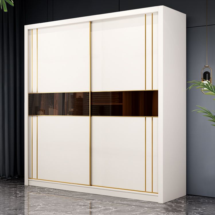 Contemporary Wooden Wardrobe White Wardrobe Closet with Sliding Door Clearhalo 'Armoires & Wardrobes' 'armoires_wardrobes' 'Bedroom Furniture' 'furn' 'furn_armoires_wardrobes' 'Furniture' 1200x1200_69ff866b-8539-467f-b856-4a770c44372b