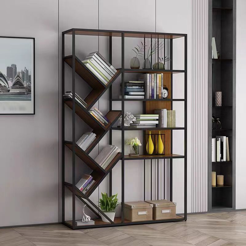 Modern Vertical Etagere Bookshelf Metal Frame Manufactured Wood Shelf Bookcase Clearhalo 'Bookcases' 'Furniture' 'furniture_bookcases' 'Office Furniture' 1200x1200_6a022e27-742e-4dd9-903a-9e8fbbd636e0
