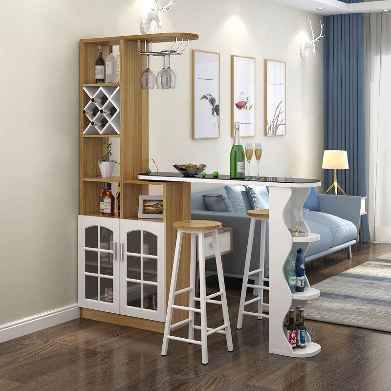 Tabouret de bar contemporain et table de table, bois 3 pièces pour le salon