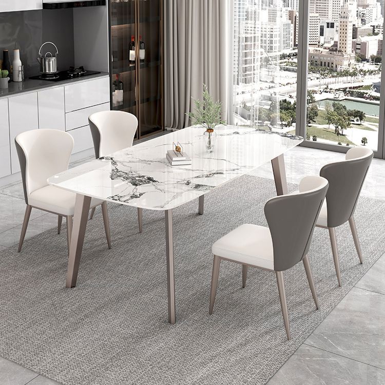 Contemporary Stone Dining Table Set 1/2/5/7 Pieces Dining Set for Home Use Clearhalo 'Dining Room Sets' 'Dining Tables & Seating' 'dining_room_set' 'furn' 'furn_dining_room_set' 'Furniture' 'Kitchen & Dining Furniture' 1200x1200_6a06422c-8371-4ea0-9087-a01bc803a995