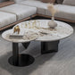 Contemporary Round Coffee or End Table Iron and Stone Coffee Table in Black and White Clearhalo 'Coffee & Accent Tables' 'Coffee Tables' 'coffee_tables' 'furn' 'furn_coffee_tables' 'Furniture' 'Living Room Furniture' 1200x1200_6a06573b-a270-42d4-8537-49b6abc08727