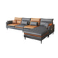 Faux Leather Square Arm Sectional with Pillowed Back Cushions, Stain Resistan Clearhalo 'furn' 'furn_sectionals' 'Furniture' 'furniture_sectionals' 'Living Room Furniture' 'Sectionals' 1200x1200_6a073ad0-1399-479b-9d13-168086e65b80