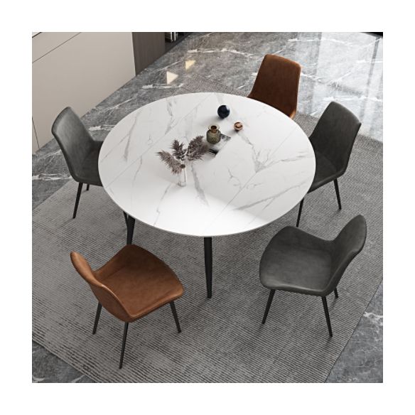 Contemporary Style 4-foot Dining Table Stone Home Furniture with Metal Leg Clearhalo ' dining_table' 'Dining Tables & Seating' 'Dining Tables' 'furn' 'furn_dining_table' 'Furniture' 'furniture_dining_table' 'Kitchen & Dining Furniture' 'kitchen&dining_furn' 'kitchen' 'kitchen_dining_table' 1200x1200_6a0848c6-9071-471a-a872-2f8293953b5b
