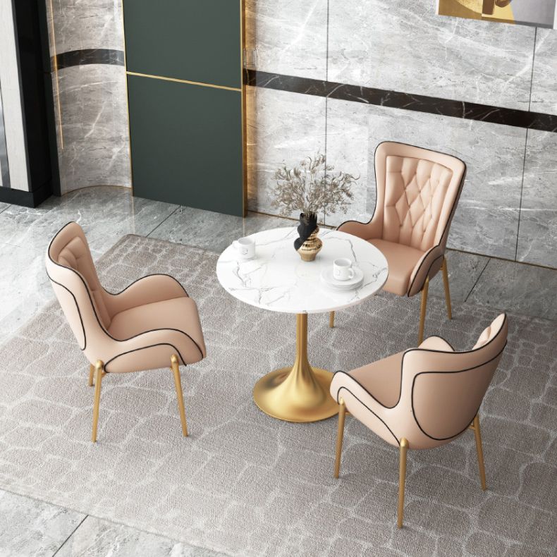 1/3/4/5 Pcs Glam Style Dining Room Set with Round Table and Metal Base Dining Set Clearhalo 'Dining Room Sets' 'Dining Tables & Seating' 'dining_room_set' 'furn' 'furn_dining_room_set' 'Furniture' 'furniture_dining_room_set' 'Kitchen & Dining Furniture' 'kitchen&dining_furn' 'kitchen' 1200x1200_6a08d85d-5c74-4f80-8c11-218e082fb892