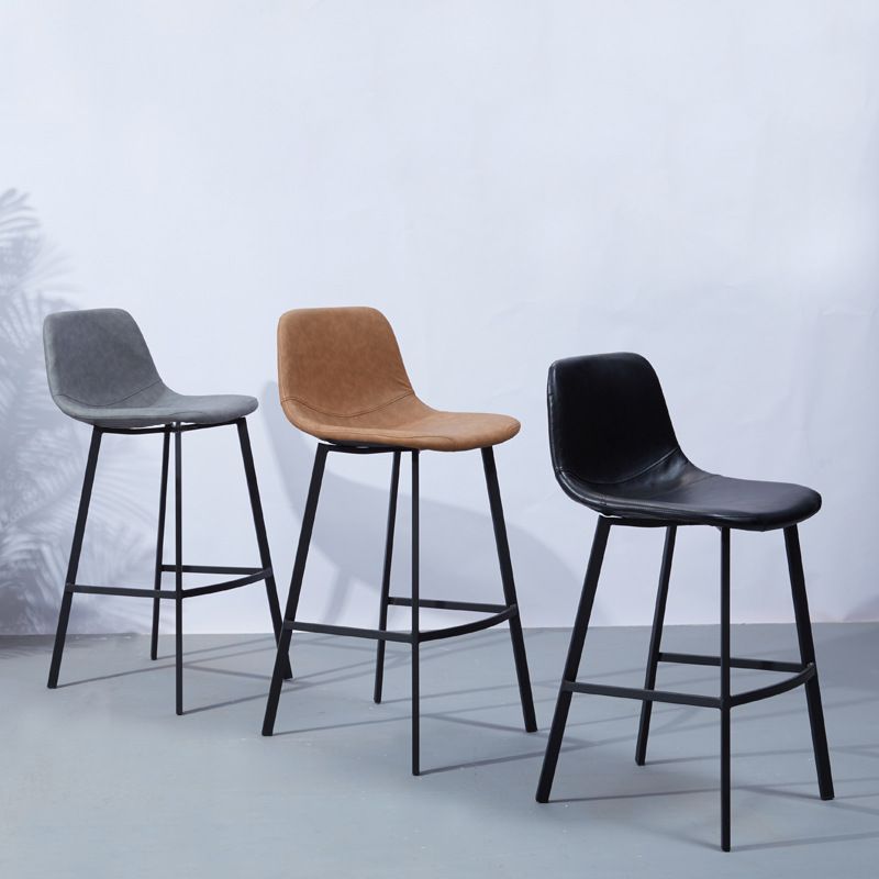 PU Leather Barstools Industrial Living Room Black Bar and Counter Stool Clearhalo 'Bar Furniture' 'Bar Stools' 'bar_stools' 'furn' 'furn_bar_stools' 'furniture_bar_stools' 'Kitchen & Dining Furniture' 'kitchen&dining_furn' 'kitchen' 'kitchen_furn' Furniture' 1200x1200_6a0ab704-19d0-4871-9e3e-4f437ef11fff